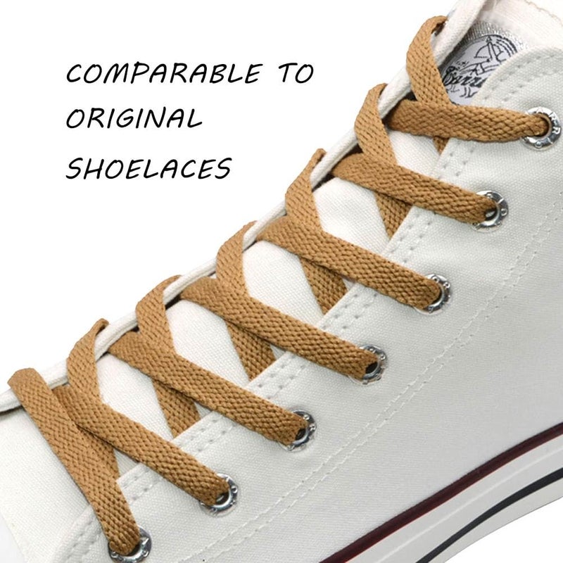 VSUDO 24" Flat Tan Shoe Laces for Kids Sneakers, Short Shoelaces for Sneakers, Replacements Shoe Strings for Women or Men (1 Pair-Tan-60CM) - Image 2